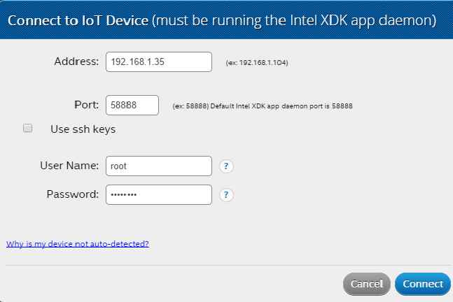 Connect IDE to your Edison board